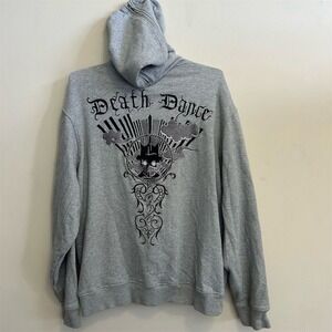 Artful Dodger 2XL Gray Full Zip Hoodie with Embroidery Y2K Affliction Style